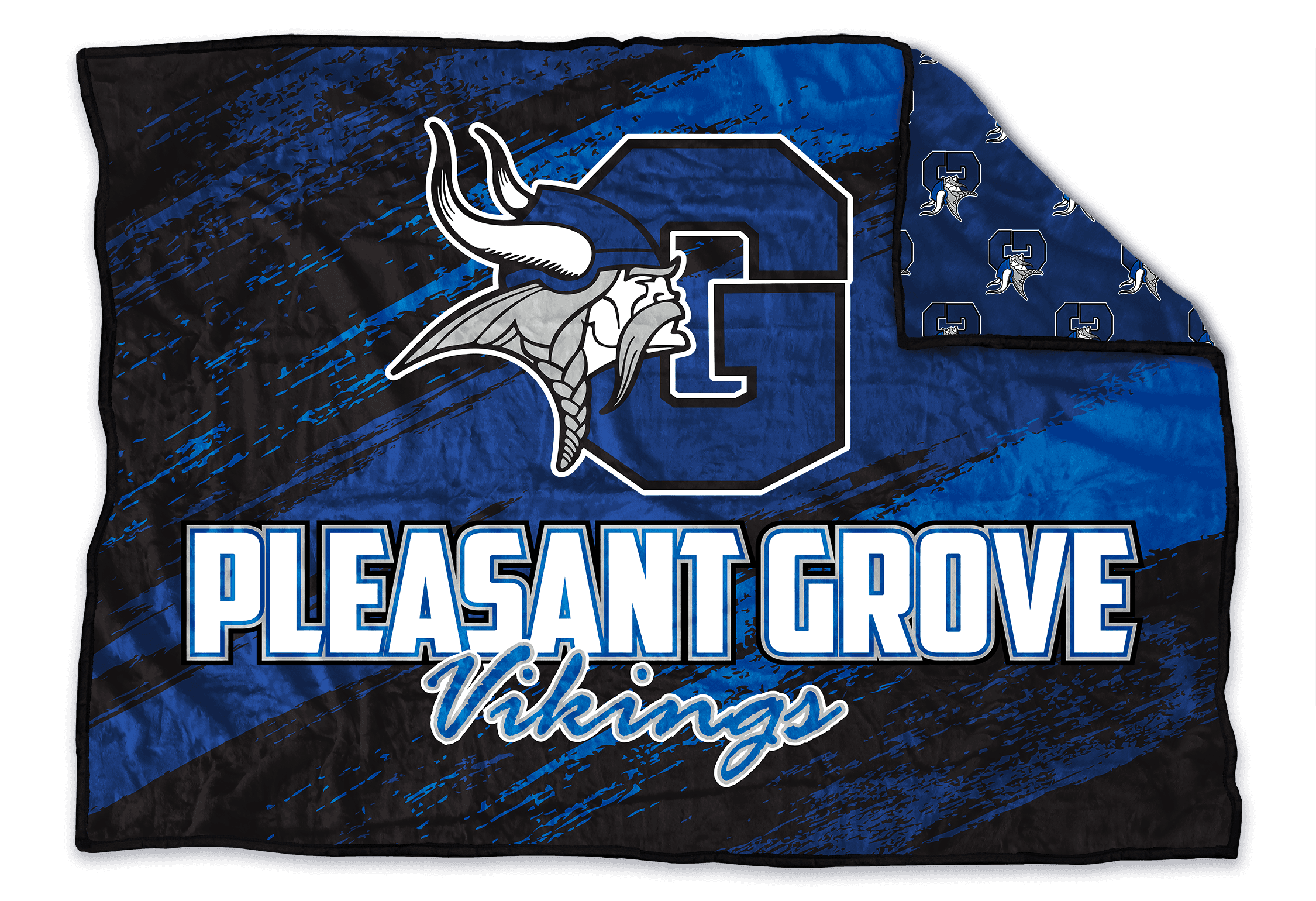 Pleasant Grove Vikings custom mascot blanket from the 2020 campaign that opened with 103 orders on day one