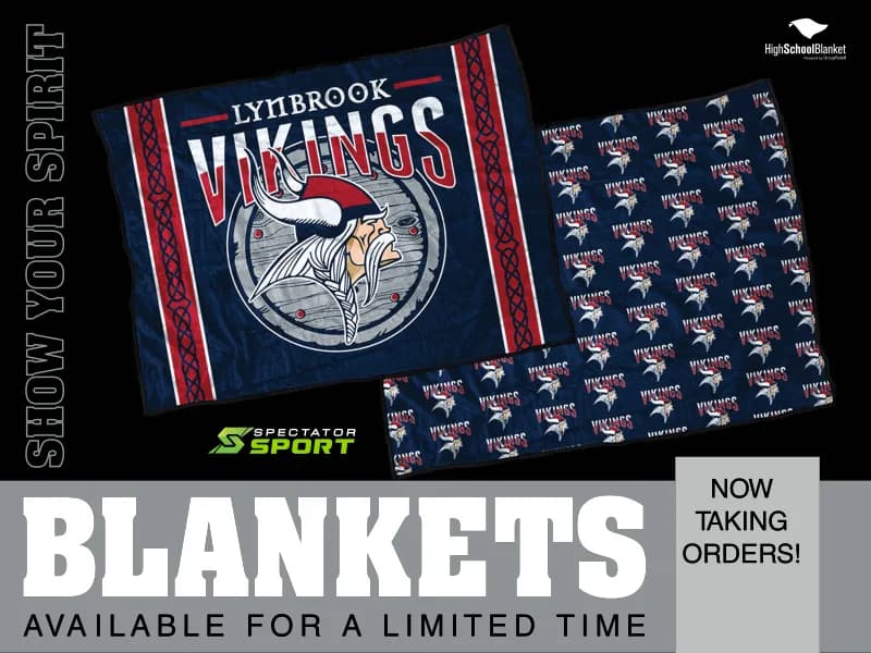 Ready-to-post social ad template in school colors with the school's blanket design