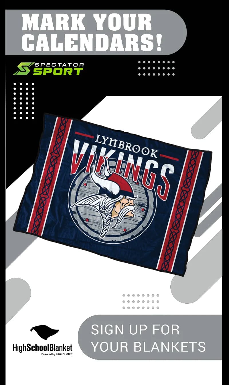 Ready-to-post social ad template in school colors with the school's blanket design