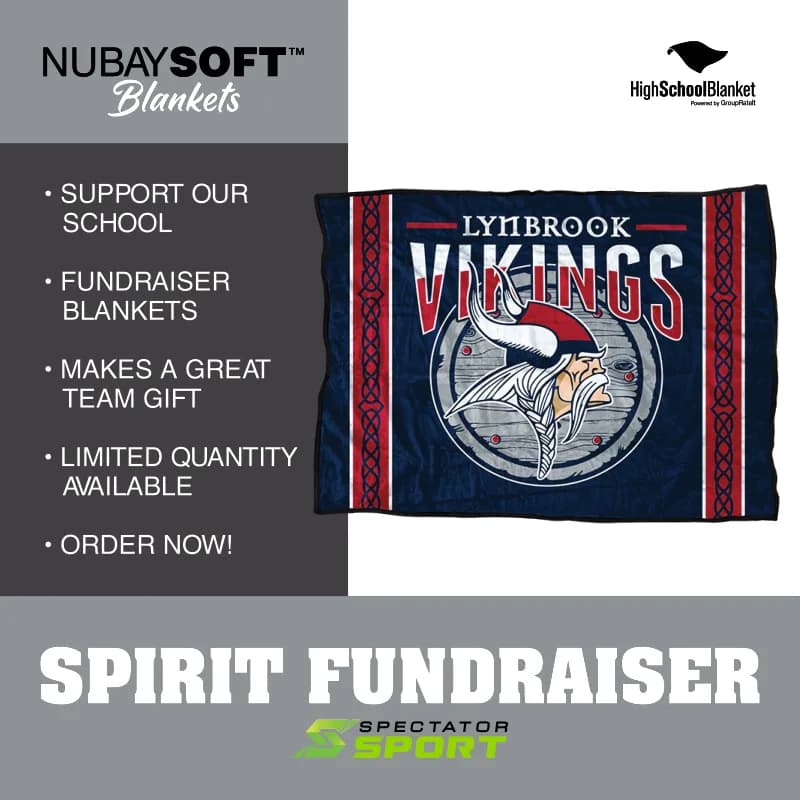 Ready-to-post social ad template in school colors with the school's blanket design