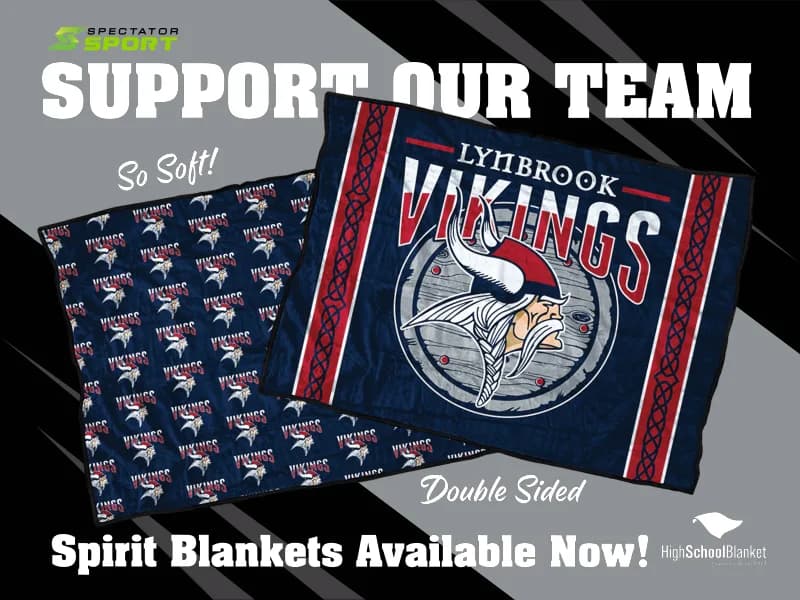Ready-to-post social ad template in school colors with the school's blanket design