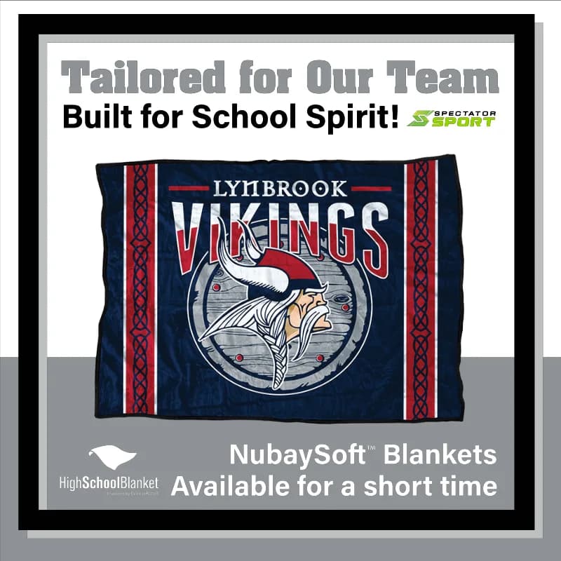 Ready-to-post social ad template in school colors with the school's blanket design